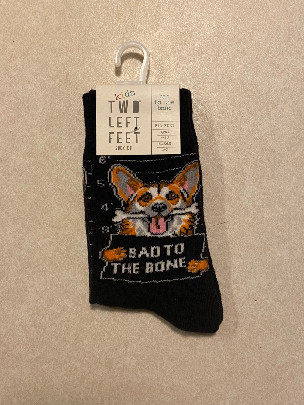 Kids 'Bad to the Bone' Dog Socks Age 7-10, Size 1-5